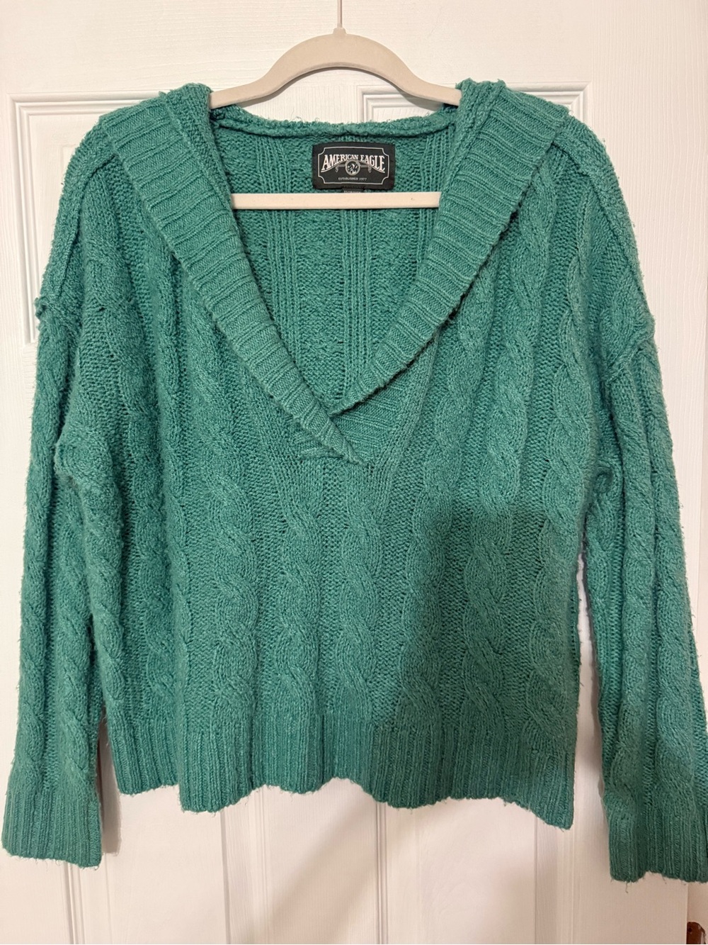 American Eagle Outfitters Cable-Knit V-Neck Sweater